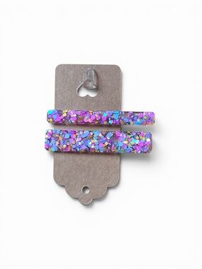 Glitter Sequin Resin Hair Clips Set of 2 Handmade
